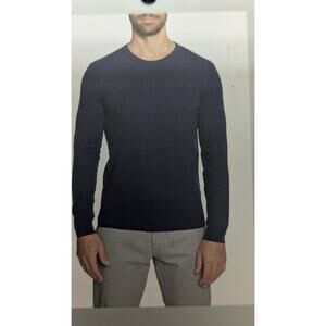 Hickey Freeman Mens Sz XL Pullover Blue Cotton Cashmere Crew Neck Sweater Preppy